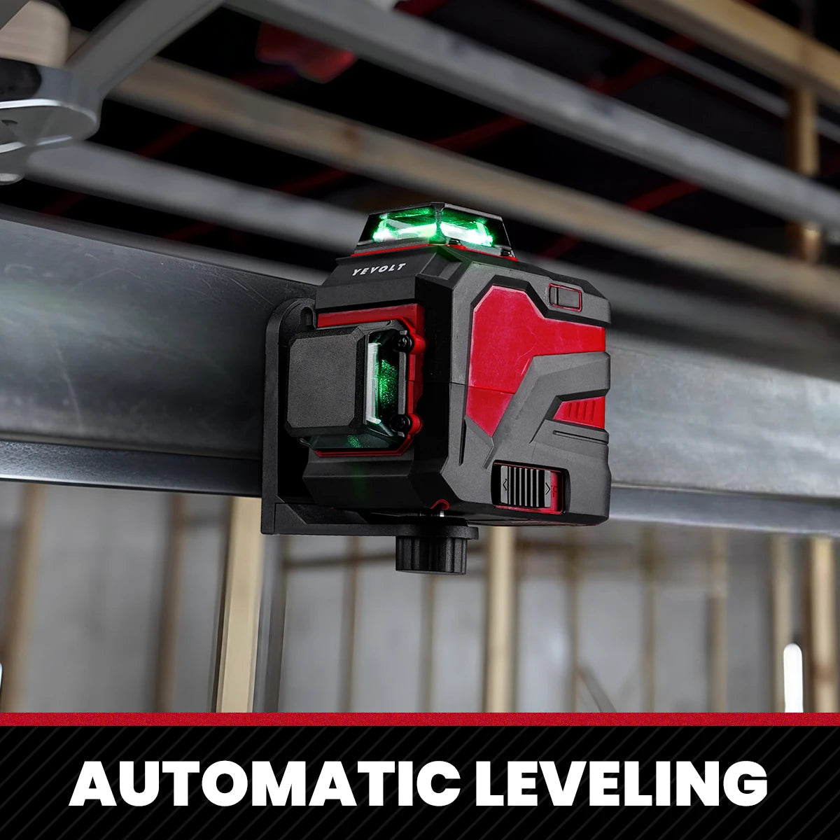 YEVOLT YVGLL4XS12 Livello laser Raggio verde a 12 linee Precisione ±0,2 mm/m, resistenza alla polvere/acqua IP54, livellamento automatico e modalità pendenza