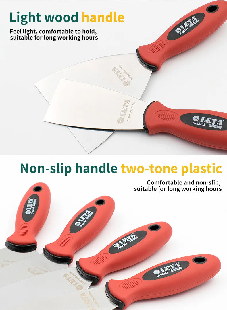 Coltello per mastice, pala, coltello per pulizia Leta da 5 pollici con manico in plastica