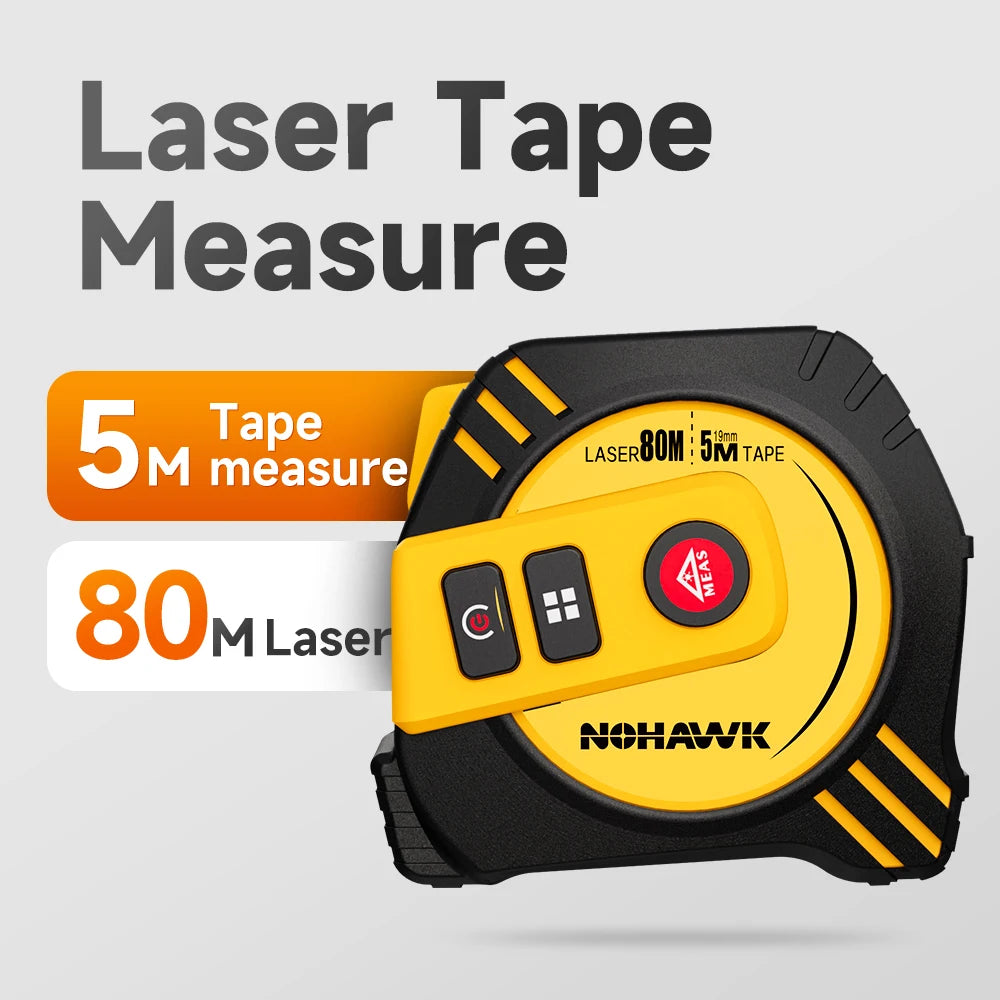 Nohawk 40m/80m Metro a nastro laser Misura a nastro Strumento di misurazione Misuratore di distanza laser Misura a nastro in acciaio USB ricaricabile