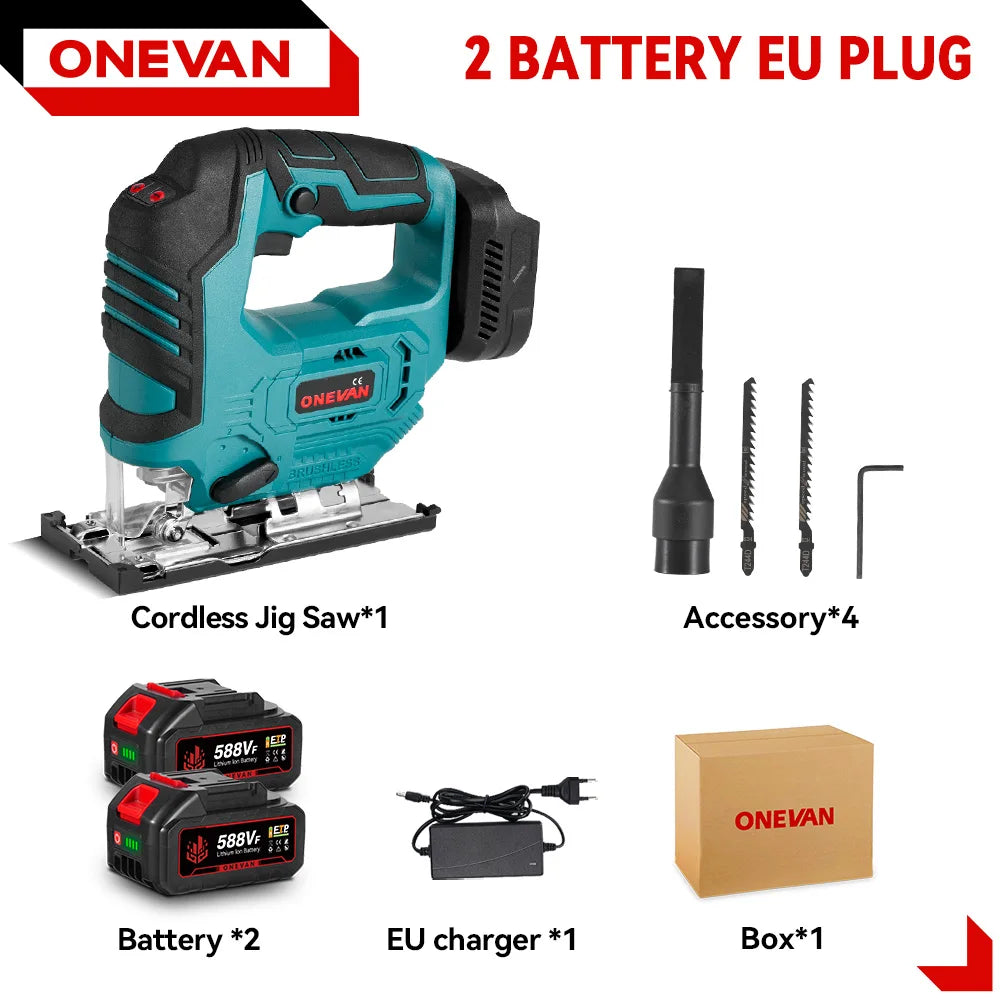 ONEVAN 26mm 3500RPM Seghetto alternativo elettrico senza spazzole 1000W Multi-Funzione 3 Velocità variabile Strumento per la lavorazione del legno Per Makita 18V Batteria pin