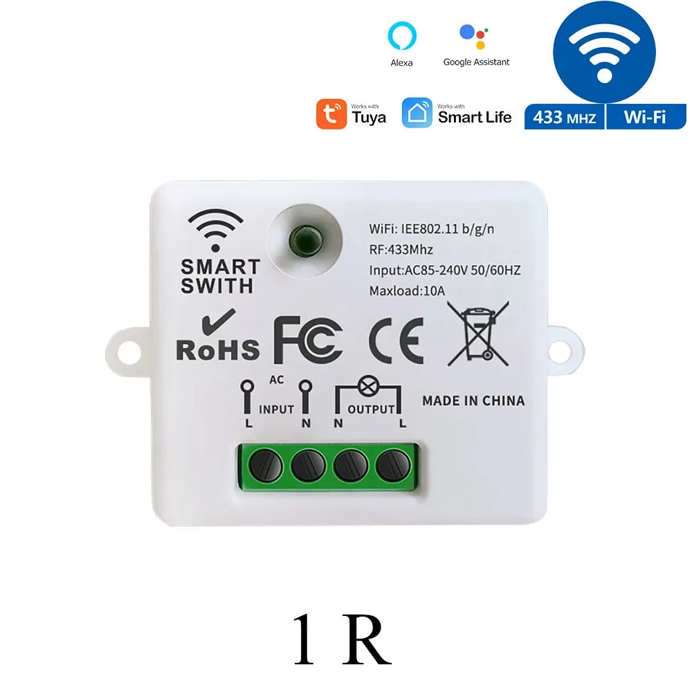 Tuya WiFi RF Smart Light Switch 433 MHz 6 Gang Interruttore da pannello a parete wireless, ricevitore temporizzato 110 V 220 V Funziona con Goole Home/Alexa