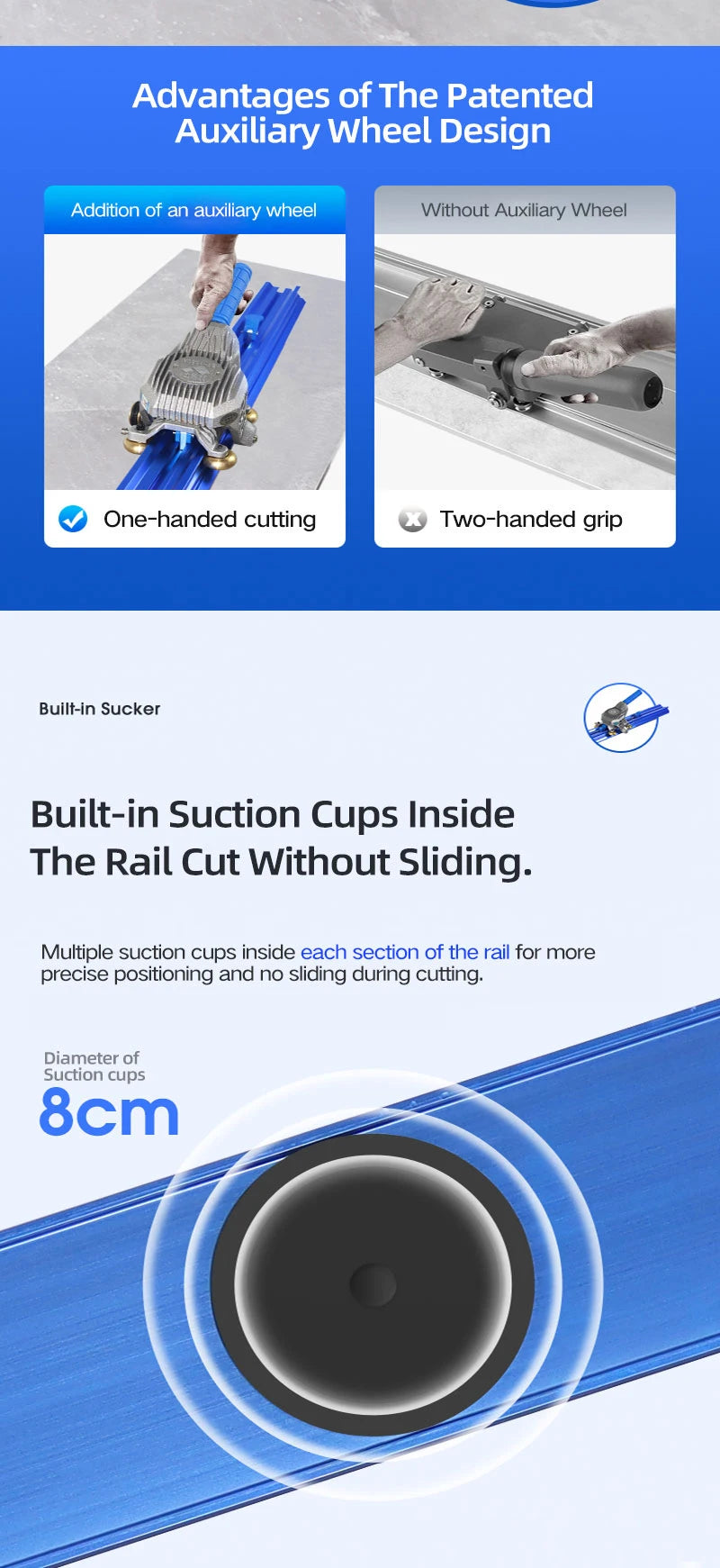 Tagliapiastrelle manuale di lusso da 2000 mm Sistema sottile Taglierina per piastrelle manuale collegabile per piastrelle di grande formato, porcellanato, ceramica