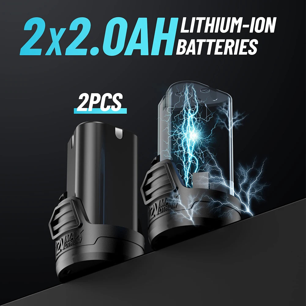 SEESII 6 "Chiave a cricchetto estesa 3/8" Chiave elettrica a batteria 55Nm 12V Chiave angolare ricaricabile Strumenti di riparazione auto con/2 batterie