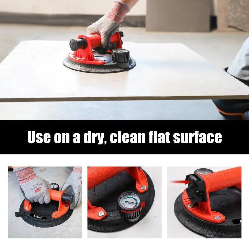 Sollevatore per piastrelle con ventosa sottovuoto HERZO da 200 mm per carichi pesanti per piastrelle di vetro di grandi dimensioni