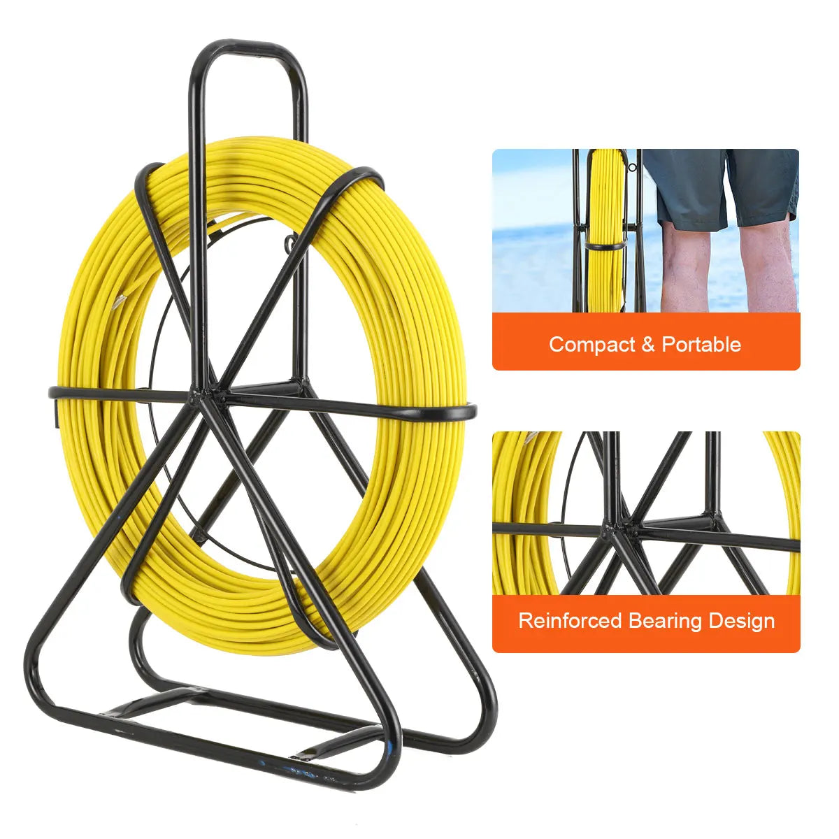 100/130m Elettricista Filo Filettatrice Cavo In Fibra di vetro Asta di marcia Pesce Nastro Rodder Cavo Sbloccatore Leader 6mm