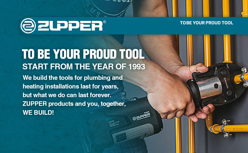 ZUPPER PZ-1930 Compact Battery Press Tool per la crimpatura di tubi multistrato Pex in rame idraulico Include ganasce Separate opzionali