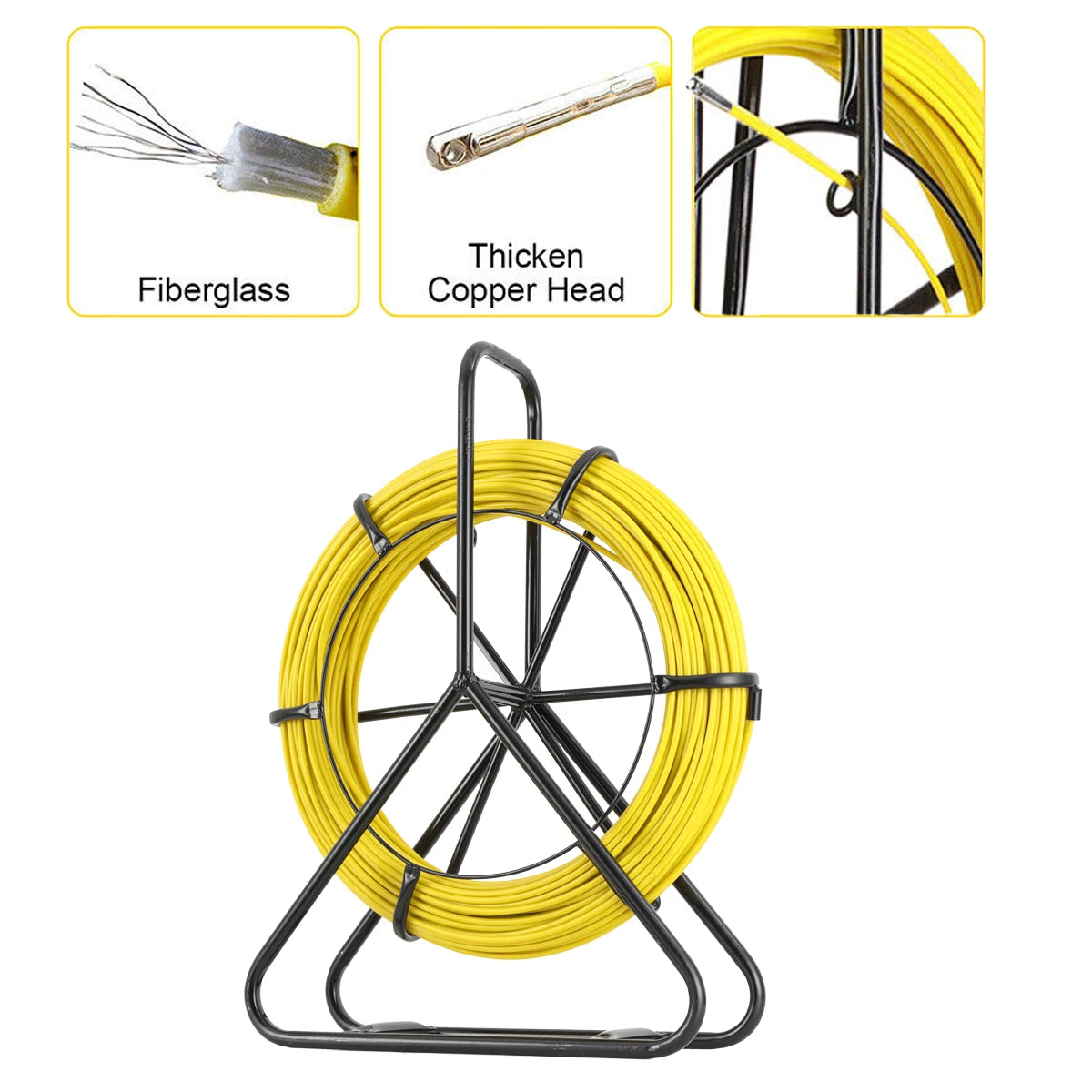 100/130m Elettricista Filo Filettatrice Cavo In Fibra di vetro Asta di marcia Pesce Nastro Rodder Cavo Sbloccatore Leader 6mm