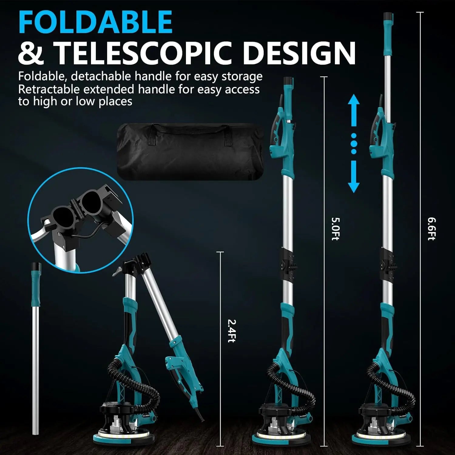 1250W levigatrice elettrica per cartongesso rettificatrice per pareti stucco senza polvere autoaspirante levigatrice portatile polvere automatica