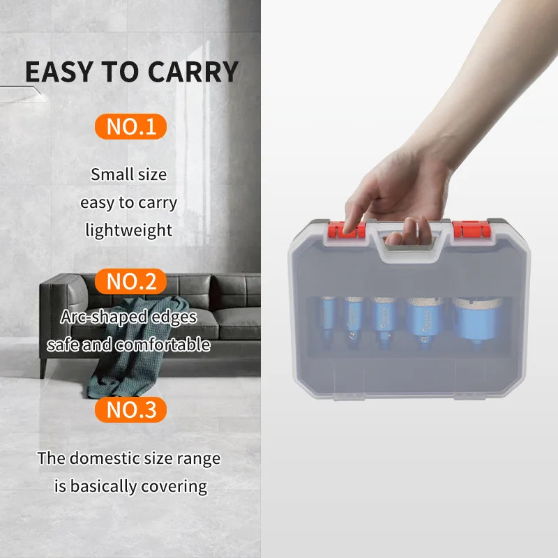 8 punte da trapano rivestite diamantate da 6-45 mm Set sega a tazza per piastrelle in ceramica con trapano di posizione per vetro, marmo, granito, pietra, porcellana