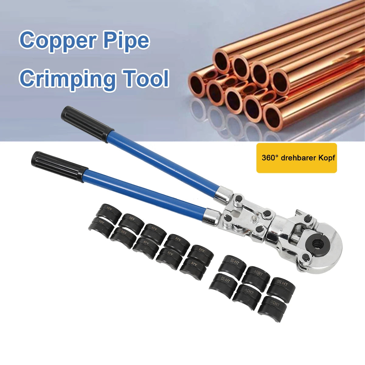 Pinza a crimpare con pressa manuale V12-28mm + pinza per crimpare tubi in rame per tubi compositi TH16-32mm