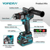 YOFIDRA 700N.M Brushless Trapano a percussione elettrico Cordless Cacciavite Piastre Terreno Lavorazione del legno Strumento elettrico per Makita Batteria Spille