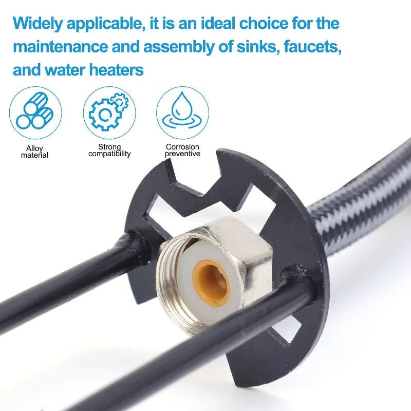 Chiave per lavello 5 in 1 Chiave per rubinetto multifunzionale in acciaio al carbonio Chiave per tubi idraulici Set di riparazione per lavello da cucina per bagno Strumenti hardware