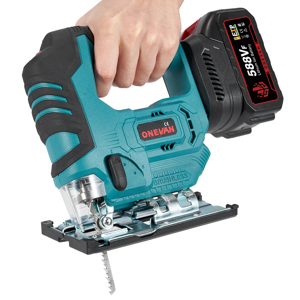 ONEVAN 26mm 3500RPM Seghetto alternativo elettrico senza spazzole 1000W Multi-Funzione 3 Velocità variabile Strumento per la lavorazione del legno Per Makita 18V Batteria pin