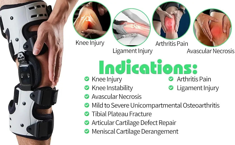 Ginocchiera per scarico OA per uomo donna, ACL, MCL, dolore per osteoartrite e artrite, ginocchiera incernierata per degenerazione delle articolazioni ossee