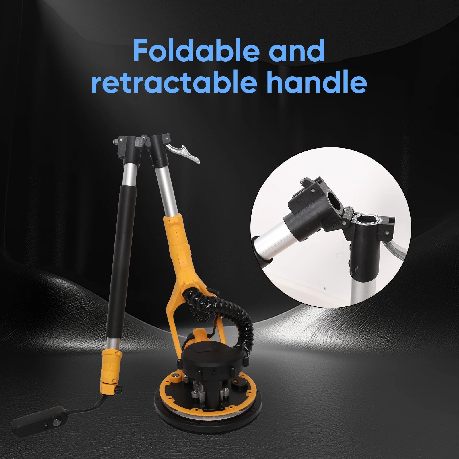 Levigatrice elettrica per cartongesso 1390W Rettificatrice per muro a 6 velocità Stucco senza polvere Auto-vuoto LED Asta lunga Lucidatrice per carta vetrata