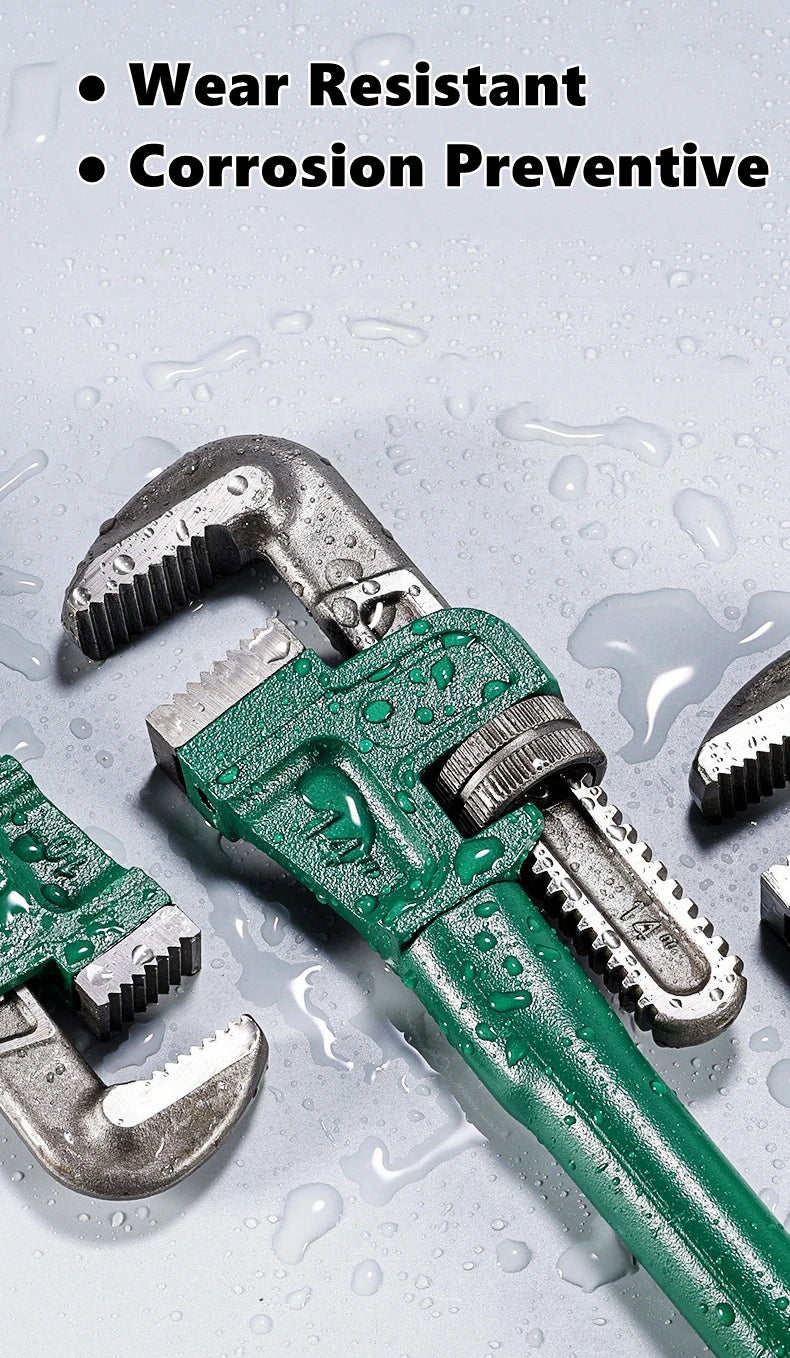 Chiave per tubi diritta in acciaio al carbonio resistente 10", 12", 14", 18" Pinza per tubi Chiave manuale universale per impianti idraulici regolabile industriale