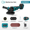 YOFIDRA 125 millimetri Brushless Smerigliatrice Angolare 3 Ingranaggi Rettificatrice Lucidatura Taglio Strumento di Lavorazione Del Legno Per Makita 18V Batteria Spille