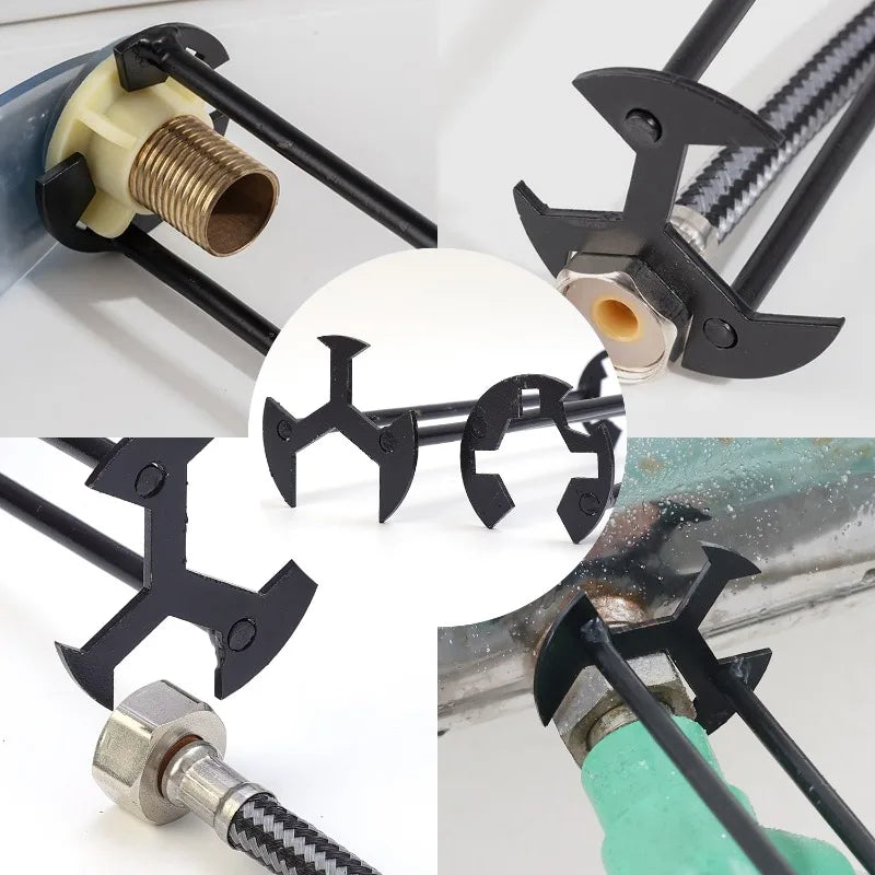 Chiave per lavello 5 in 1 Chiave per rubinetto multifunzionale in acciaio al carbonio Chiave per tubi idraulici Set di riparazione per lavello da cucina per bagno Strumenti hardware