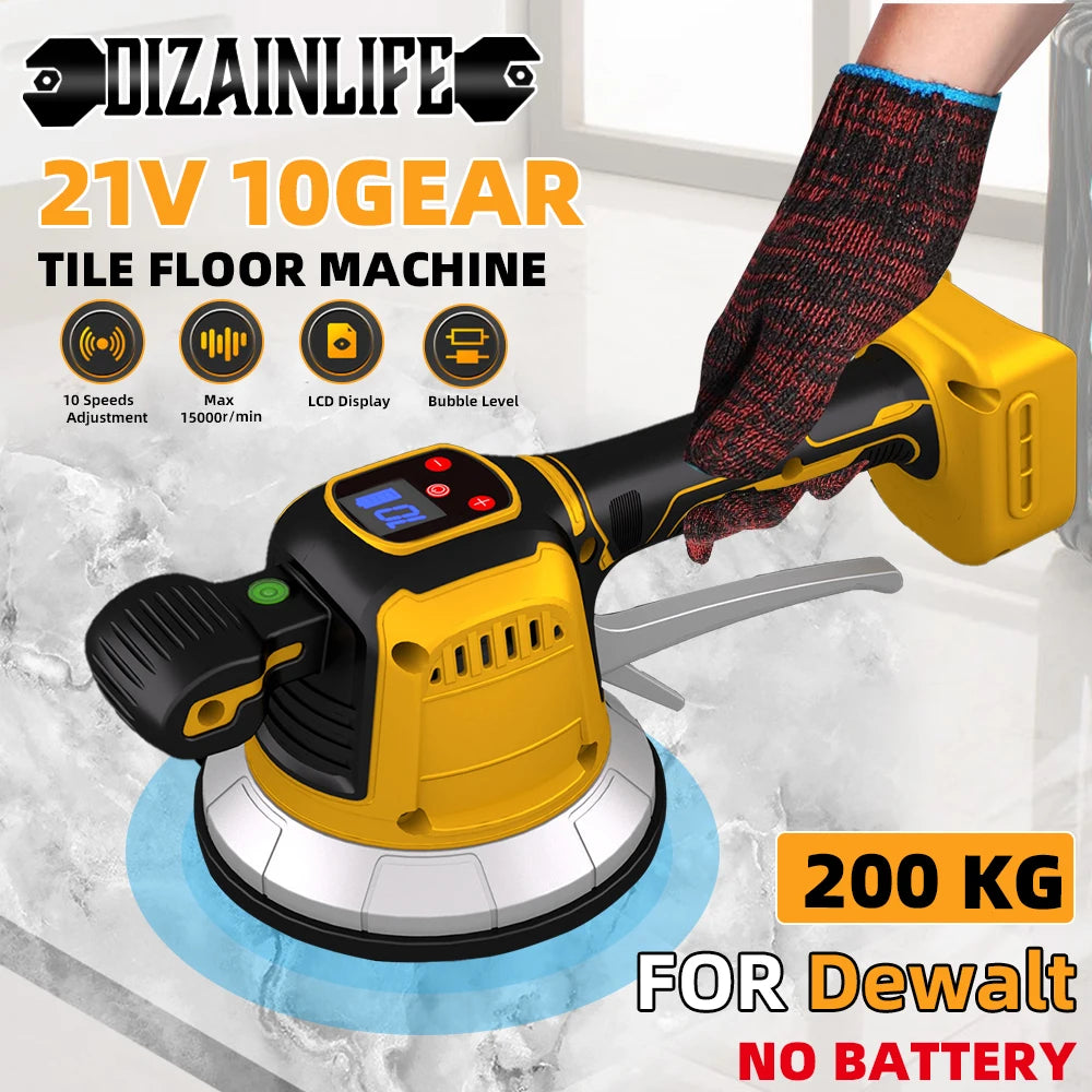 Macchina per livellare le vibrazioni delle piastrelle Strumento vibratore per piastrelle con display digitale a 10 velocità regolabile con design di blocco per batteria Dewalt