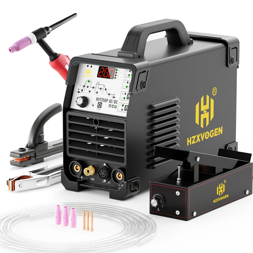 HZXVOGEN 200A 6 in 1 Saldatrice Multifunzione AC/DC HF TIG MMA ARC Argon Preciso Impulso Digitale Saldatore di Alluminio 2T/4T 220V