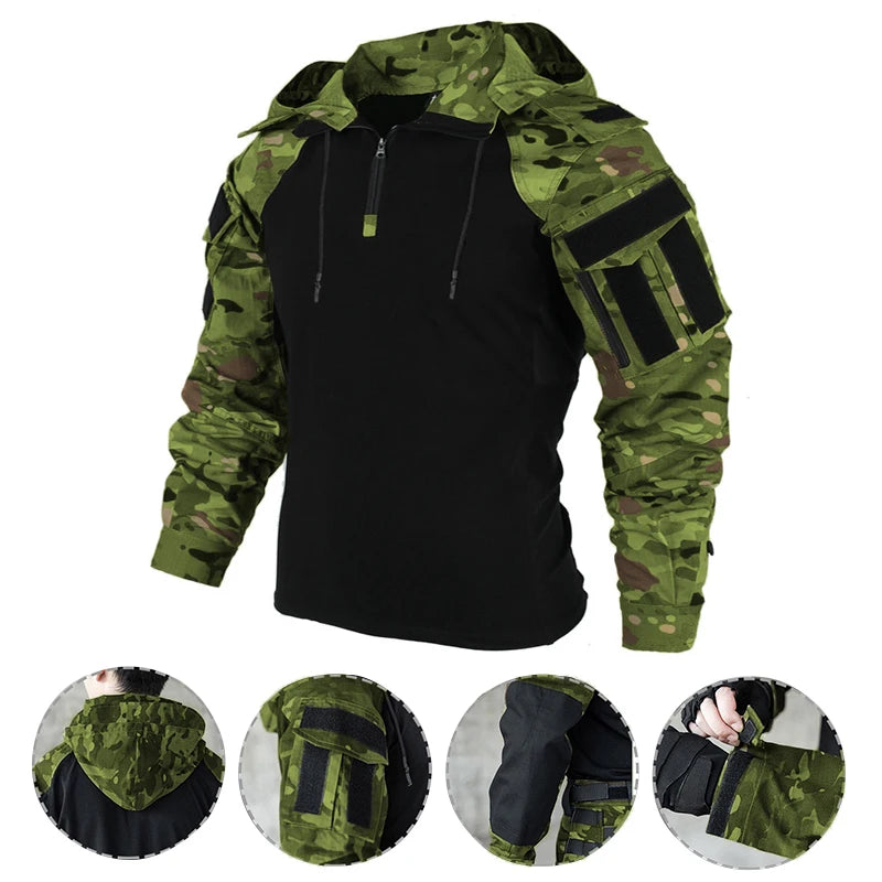 T-shirt da combattimento militare multicam mimetica CP dell'esercito americano Camicia tattica da uomo Airsoft Paintball Abbigliamento da caccia da campeggio