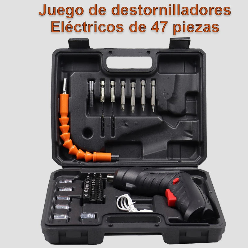 Set di cacciaviti elettrici multifunzione da 47 pezzi, cacciavite a batteria con batteria al litio, utensili elettrici per riparazioni di manutenzione domestica, mini