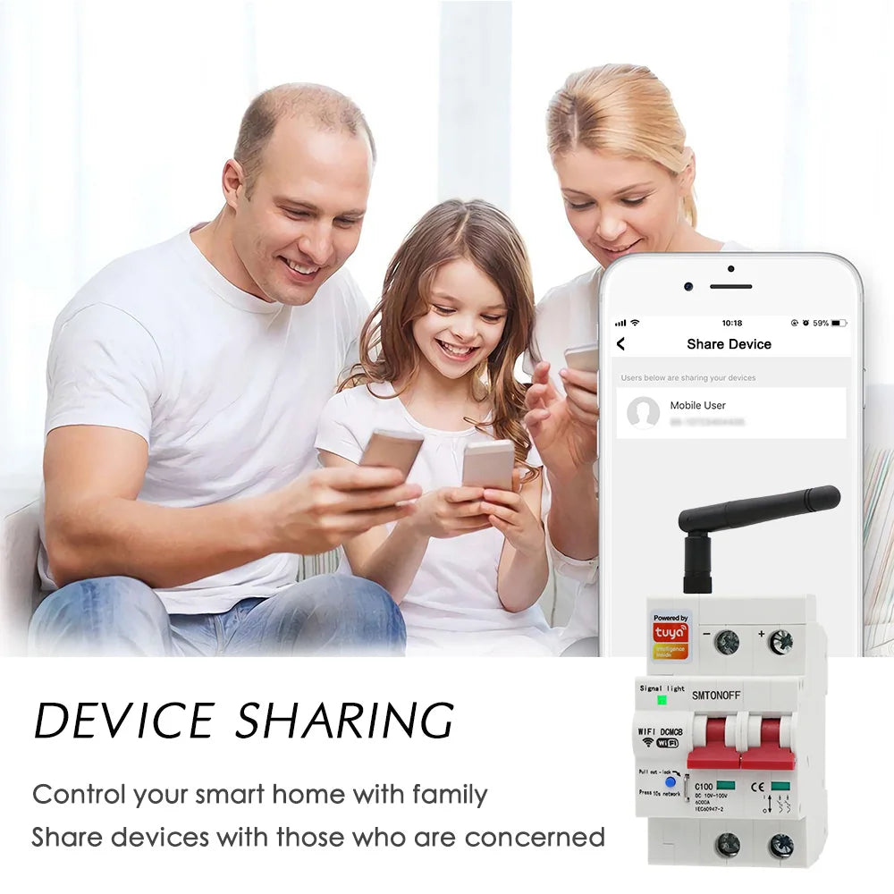 Tuay Smart life WiFi DC Smart Circuit Breaker 12V 24V 48Voverload protezione da cortocircuito con Alexa google home per Smart Home
