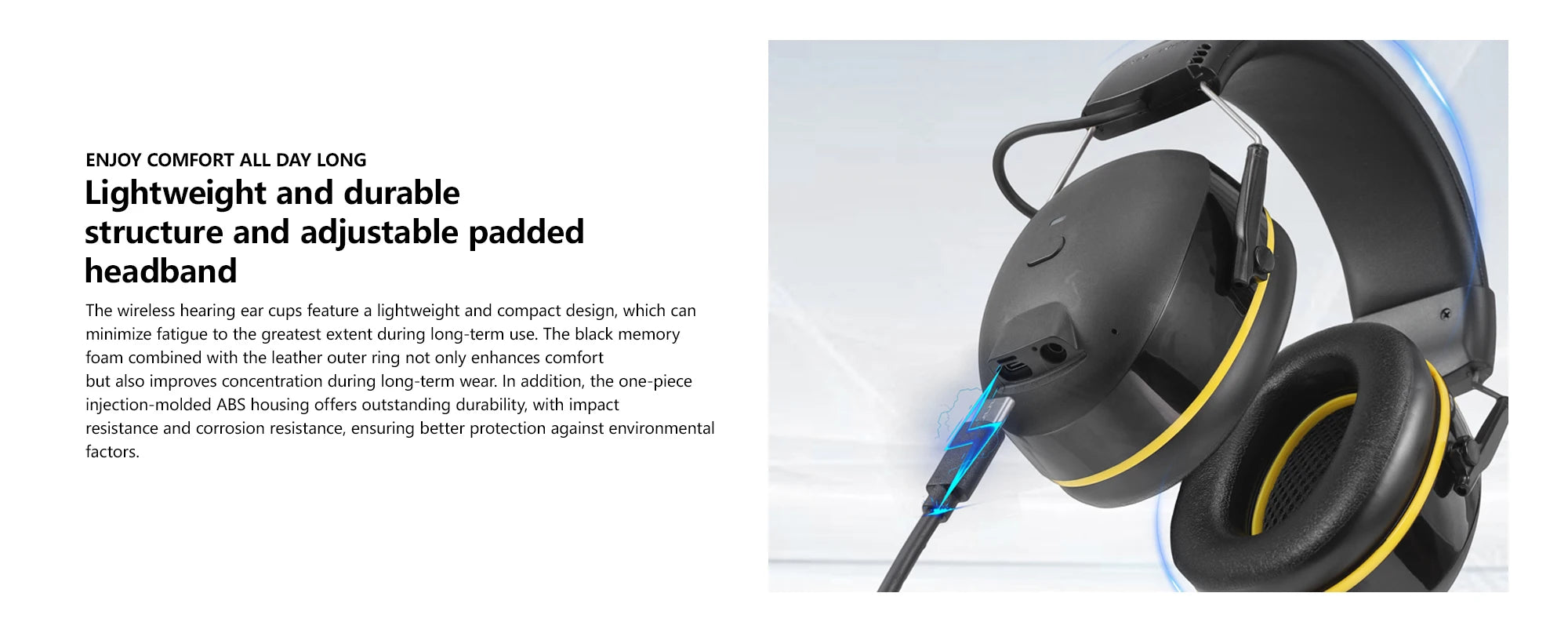 SNR 30dB Bluetooth 5.4 Paraorecchie Ricaricabile Protezione uditiva industriale per lavoratori edili Riduzione del rumore Sicurezza