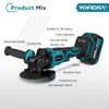 YOFIDRA 125 millimetri Brushless Smerigliatrice Angolare 3 Ingranaggi Rettificatrice Lucidatura Taglio Strumento di Lavorazione Del Legno Per Makita 18V Batteria Spille