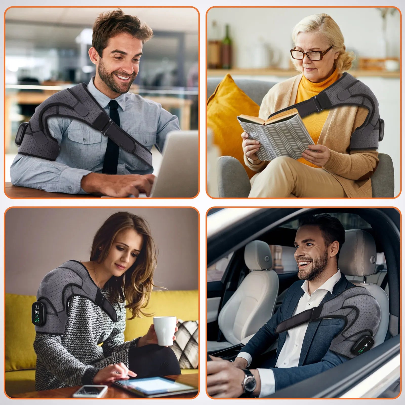 Massaggiatore elettrico per spalle Cintura per massaggio con vibrazione riscaldante Tutore per fisioterapia termica Sollievo dal dolore per artrite al ginocchio Ricaricabile