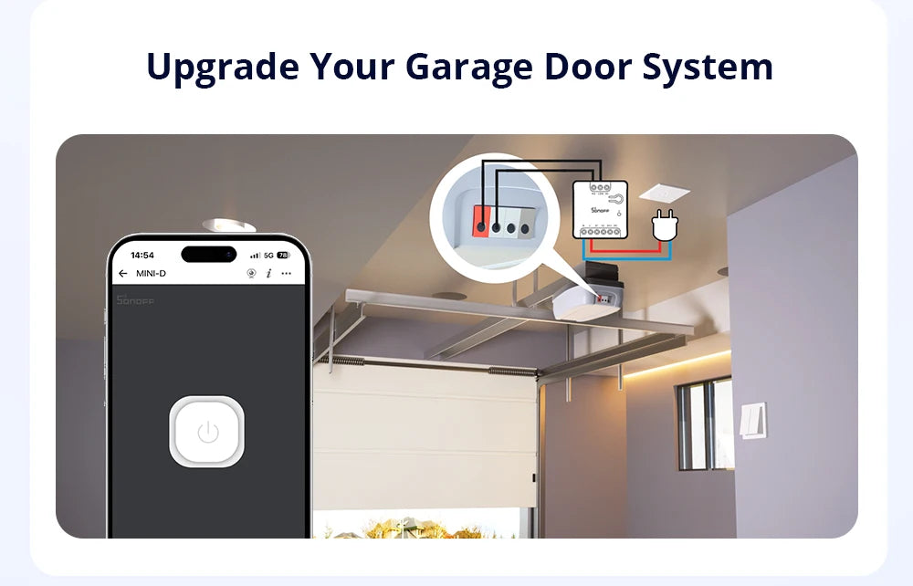 SONOFF MINI-D WiFi Smart Switch Dispositivo di contatto a secco Supporta l'alimentazione CA/CC Funziona con eWeLink Apple Home Alexa Google Home