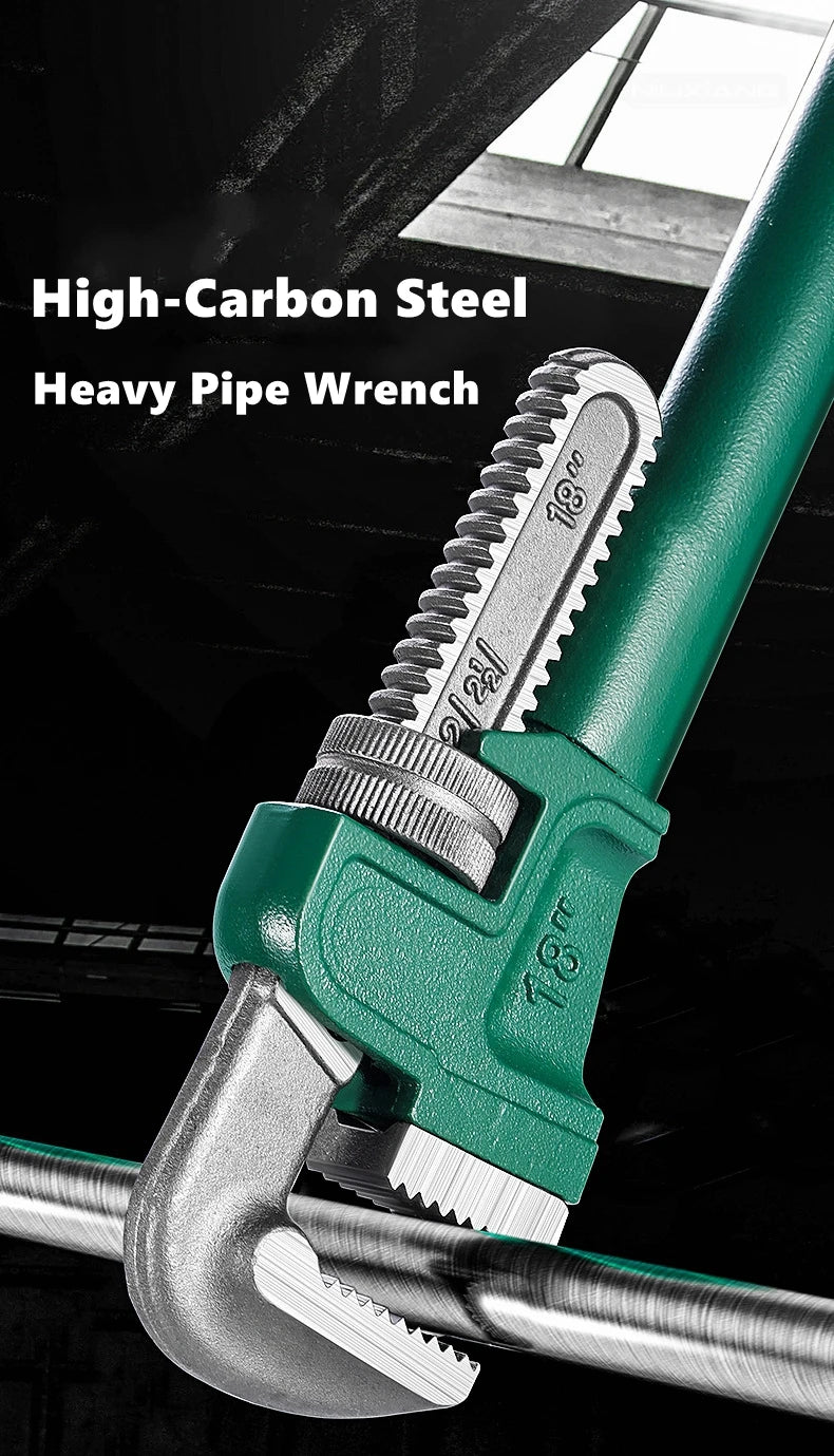 Chiave per tubi diritta in acciaio al carbonio resistente 10", 12", 14", 18" Pinza per tubi Chiave manuale universale per impianti idraulici regolabile industriale