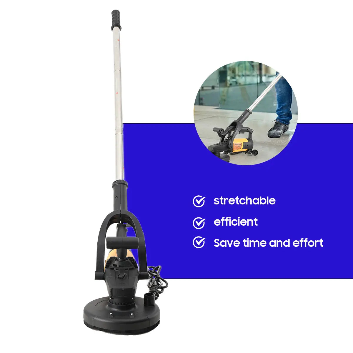 Rettificatrice per pareti 3800W Smerigliatrice grossolana portatile per intonacare le pareti con asta di prolunga per pareti, pavimenti in cemento, strumento per lucidare