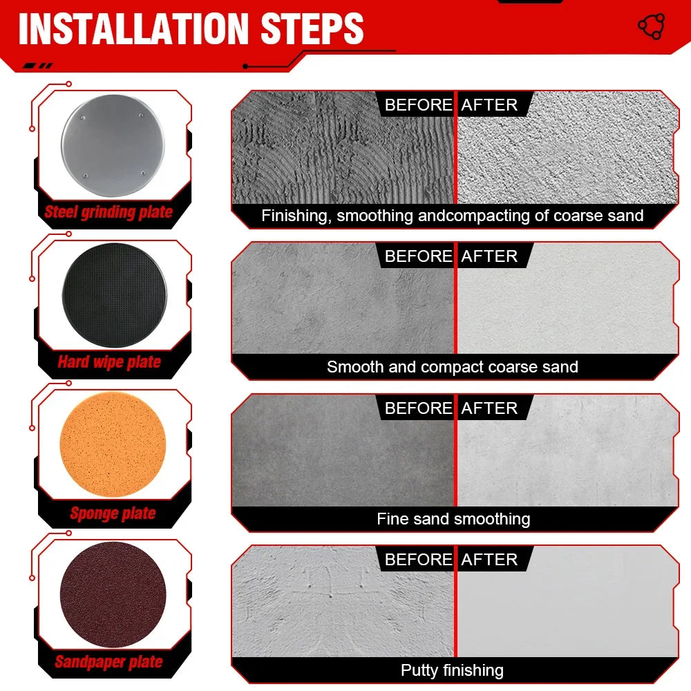 ONEVAN Brushless 380MM Levigatrice per cartongesso Levigatrice da parete Levigatrice da parete a velocità variabile Lucidatrice da muro per utensili elettrici 21V 18V