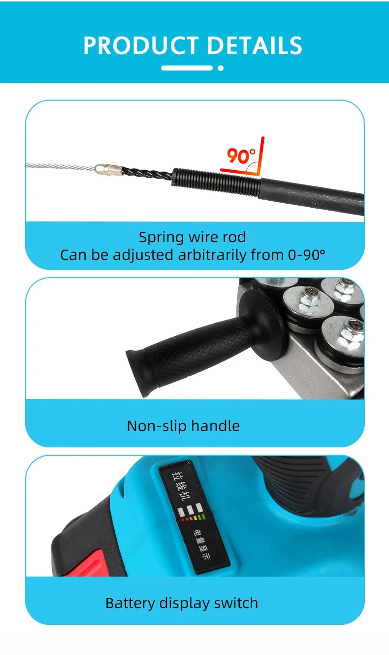 Macchina per incordare elettricista automatica 25M Filo elettrico a scomparsa Pull Wire Guide Tools Filettatrice per Makita