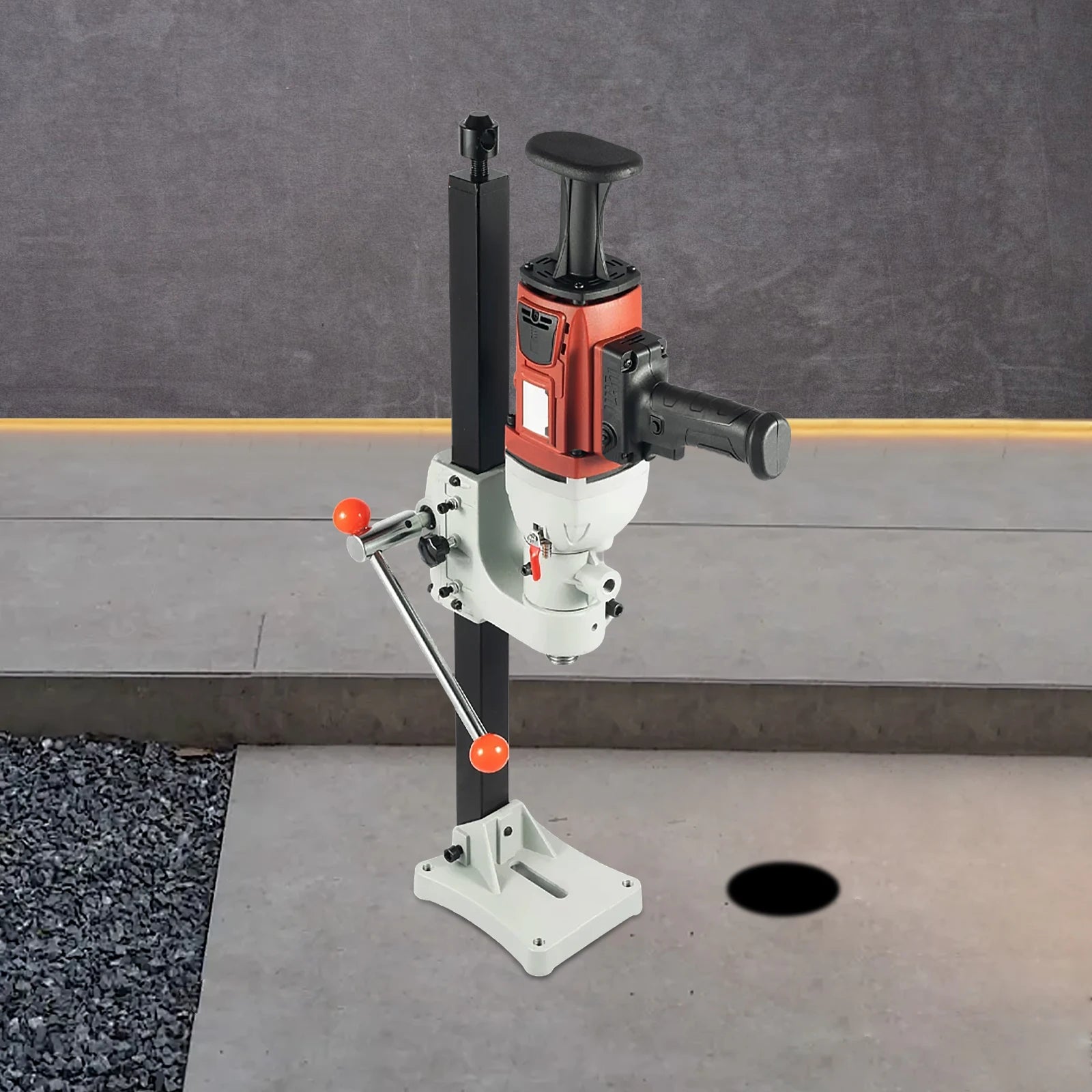 Impianto di perforazione per calcestruzzo 2200W 1200RPM Uso bagnato/secco Staffa regolabile in altezza Trapano verticale portatile 2 in 1