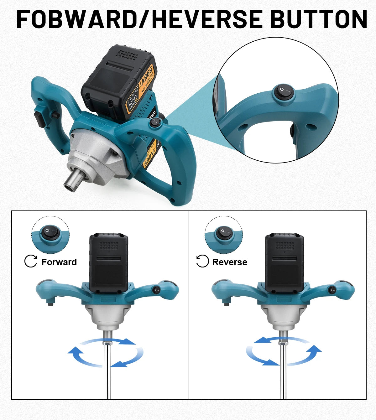 Gami 40V Brushless Elettrico Betoniera Mixer 6 Velocità Cordless Malta di Cemento Gesso Vernice Frullatore Per makita 18v batteria pin