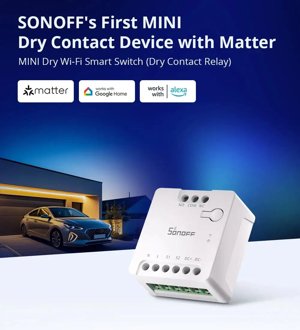 SONOFF MINI-D Wi-Fi Smart Switch Primo MINI dispositivo relè a contatto secco con importa supporta il controllo del contattore di alimentazione CA/CC