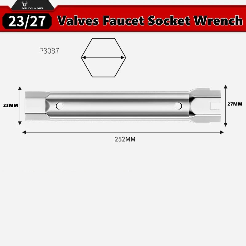 Chiave a bussola per valvola del rubinetto Chiave a bussola per asta di anodo idraulico 23-27mm 34-40mm Chiave tubolare a doppia estremità Chiave per installazione rubinetto