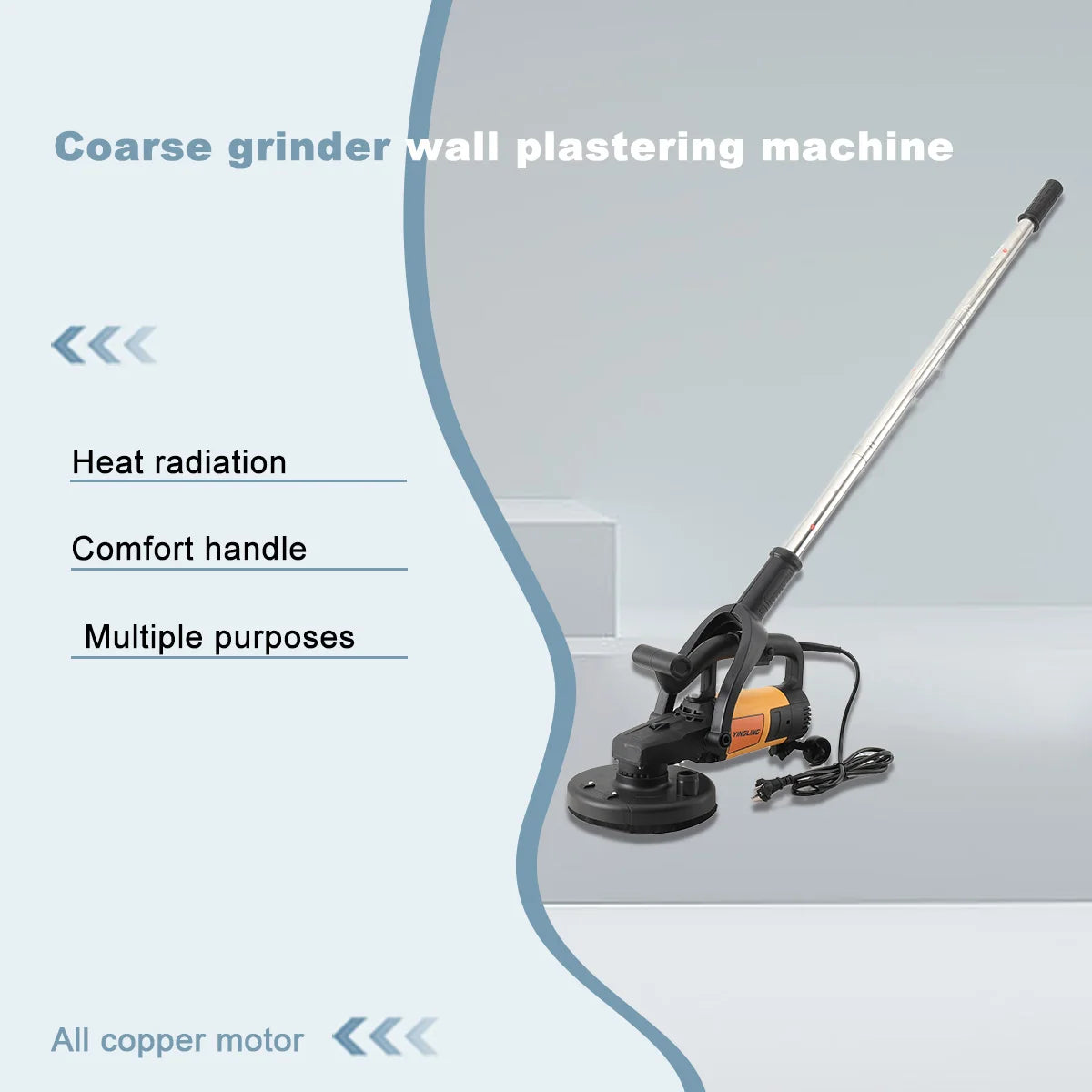 Rettificatrice per pareti 3800W Smerigliatrice grossolana portatile per intonacare le pareti con asta di prolunga per pareti, pavimenti in cemento, strumento per lucidare