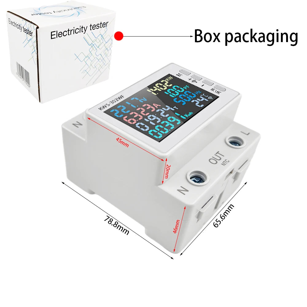 63A Tuya WIFI Smart Life Misuratore di tensione AC170-270V Wattmetro di corrente Misuratore di consumo di elettricità KWH Misuratore di energia di potenza