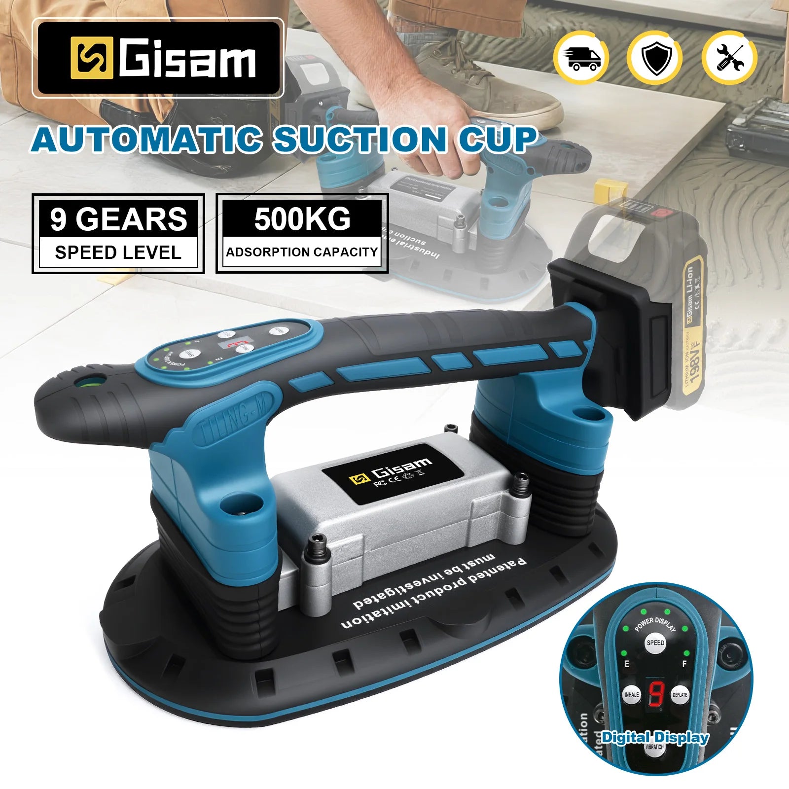 Gisha 9 velocità macchina per la posa di piastrelle 500KG livellatrice a vibrazione per piastrelle utensile elettrico per piastrelle a batteria per perni batteria Makita 18V