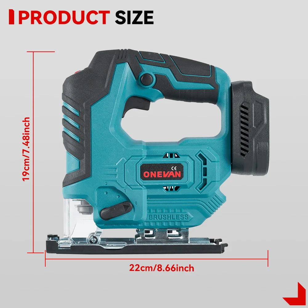 ONEVAN 26mm 3500RPM Seghetto alternativo elettrico senza spazzole 1000W Multi-Funzione 3 Velocità variabile Strumento per la lavorazione del legno Per Makita 18V Batteria pin