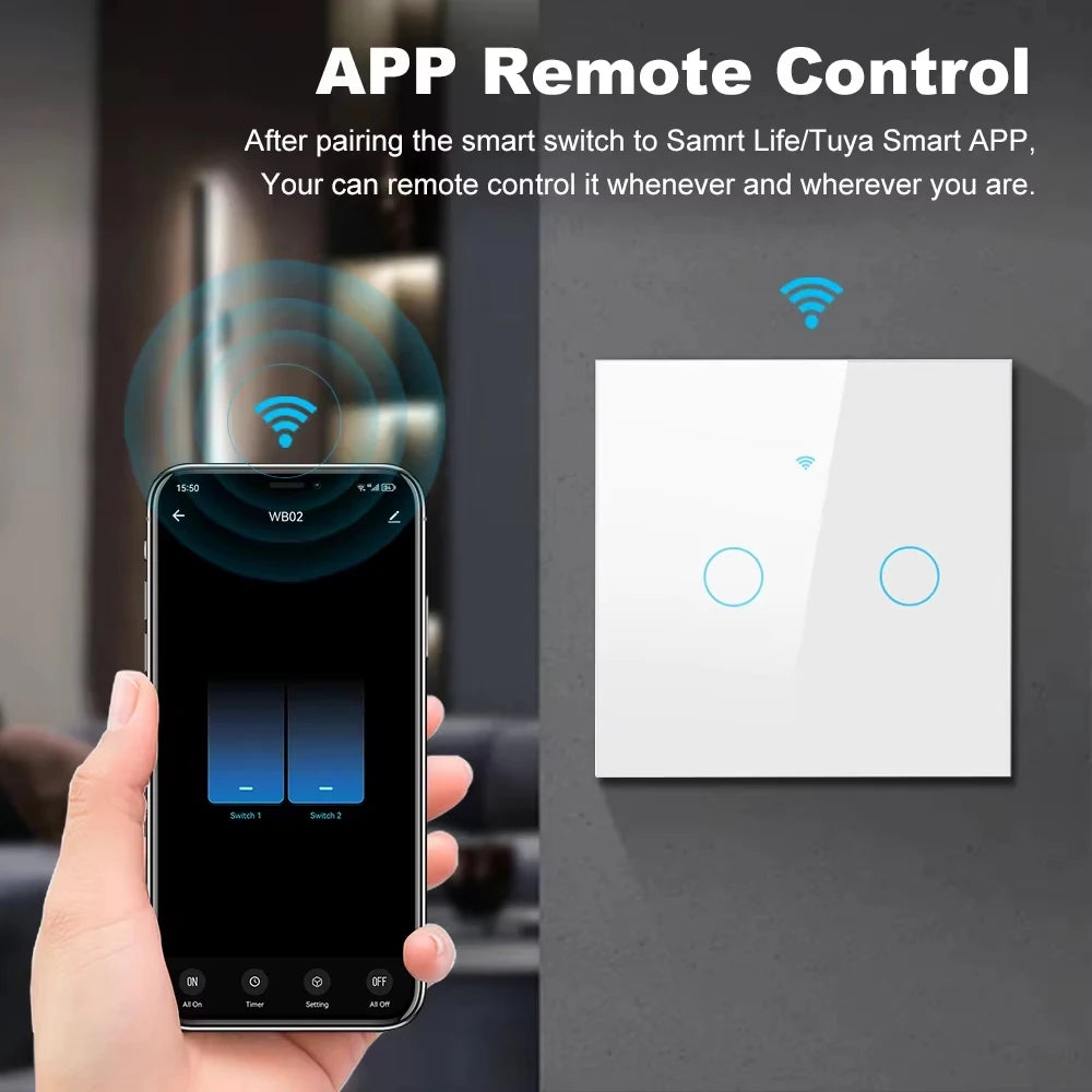 TNCE Tuya Switch WIFI RF US/EU, 1/2/3/4 Gang No/Con cavo neutro Controller luce LED da parete, Vita intelligente, Voce Alexa Google Home