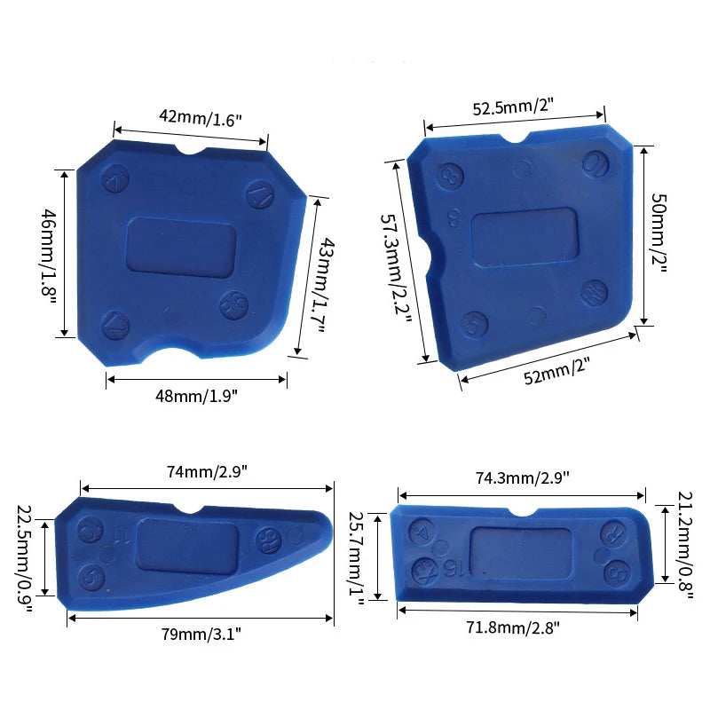 4 pezzi di silicone vetro cemento raschietto sigillante malta strumento di rimozione finitura domestica strumenti per calafataggio pulizia domestica spatola a mano strumento