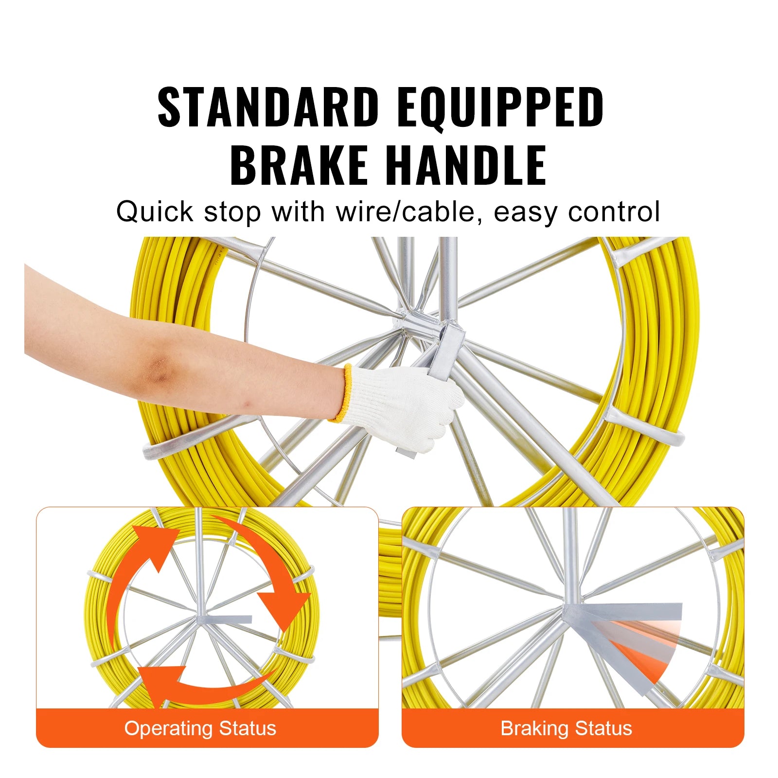 SucceBuy Nastro per pesci in fibra di vetro 425/492/600/656 piedi Condotto Rodder Fishtape Estrattore di filo Strumenti da pesca per pareti e condotti elettrici