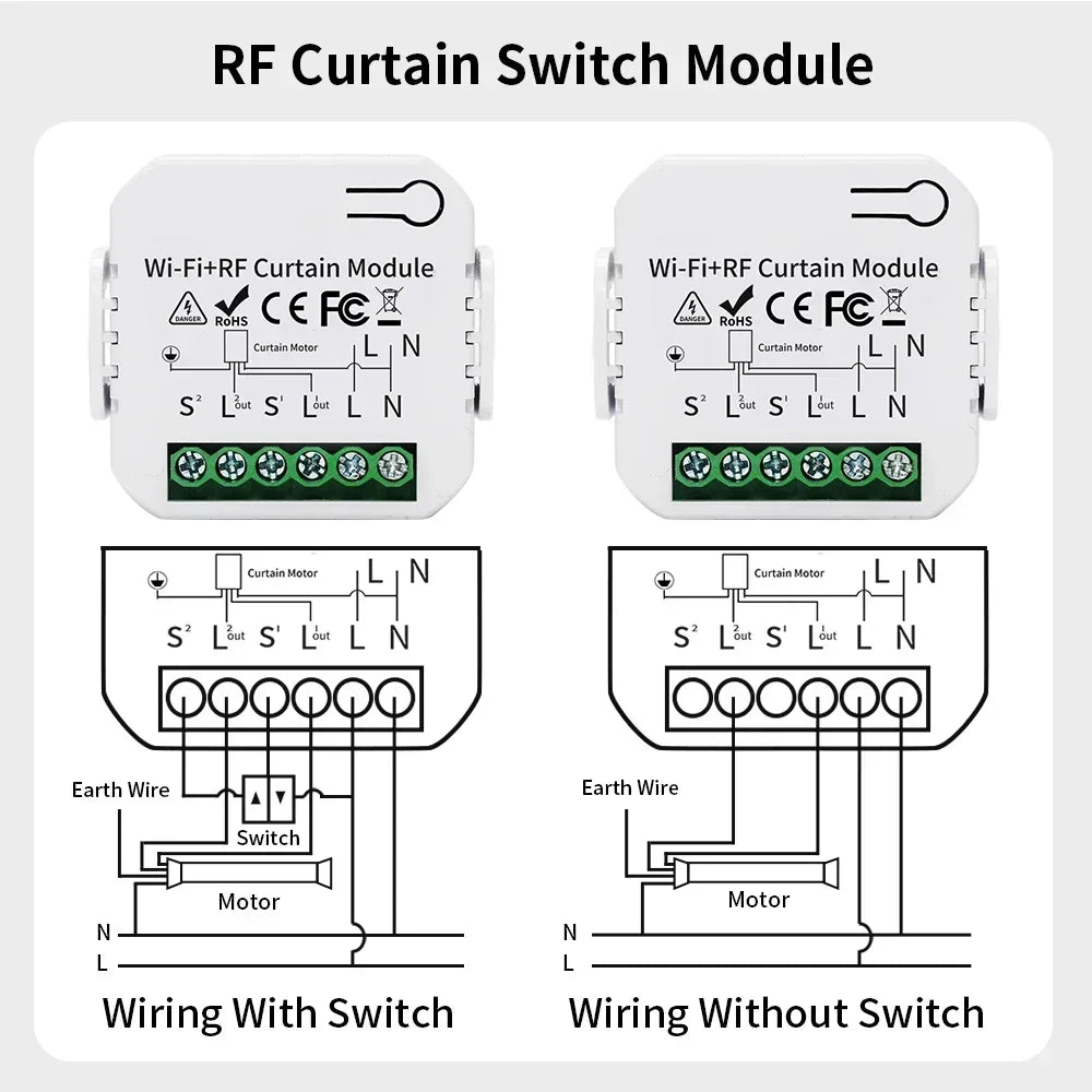 TNCE Tuya Modulo interruttore tenda wifi zigbee rf433mhz, interruttore motore otturatore tende a rullo, controllo intelligente vocale Alexa Google Home
