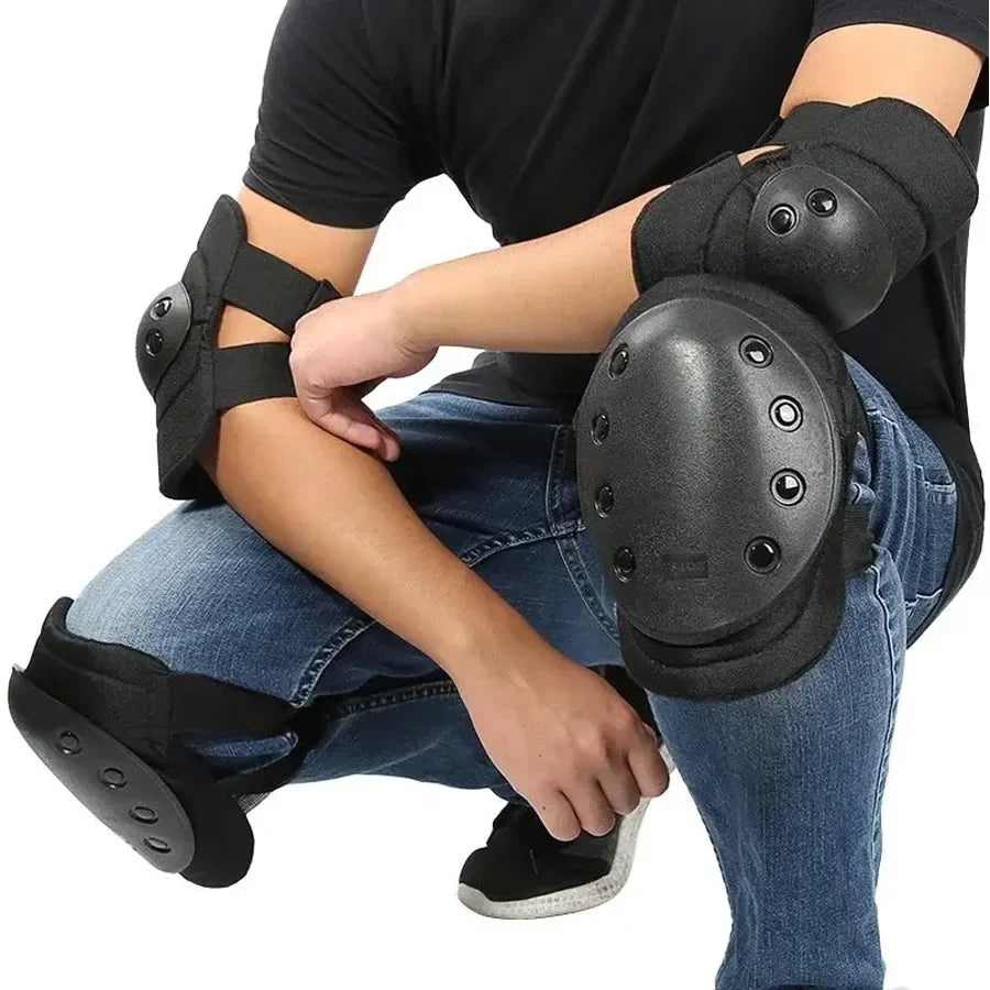 Set di gomitiere per ginocchiere tattiche militari, guscio esterno robusto, fodera interna confortevole, chiusura a scatto adatta per il ciclismo