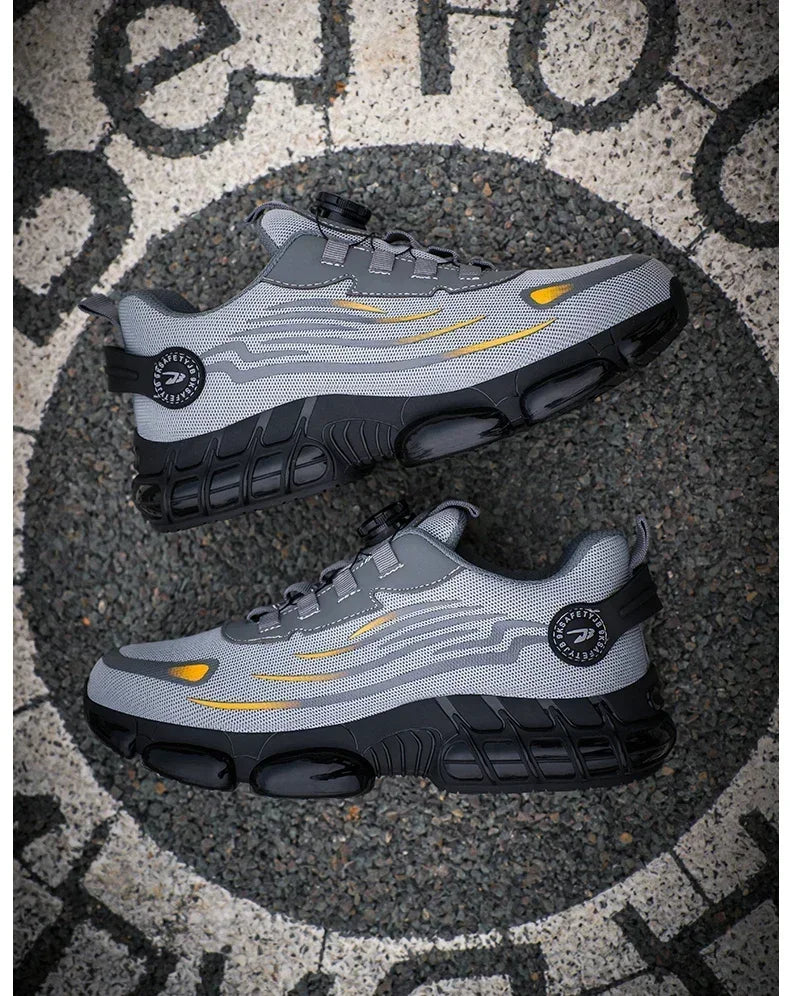 Pulsante rotante Nuove scarpe antinfortunistiche da uomo Scarpe da lavoro anti-smash anti-puntura Scarpe sportive da uomo di moda Stivali protettivi di sicurezza da uomo