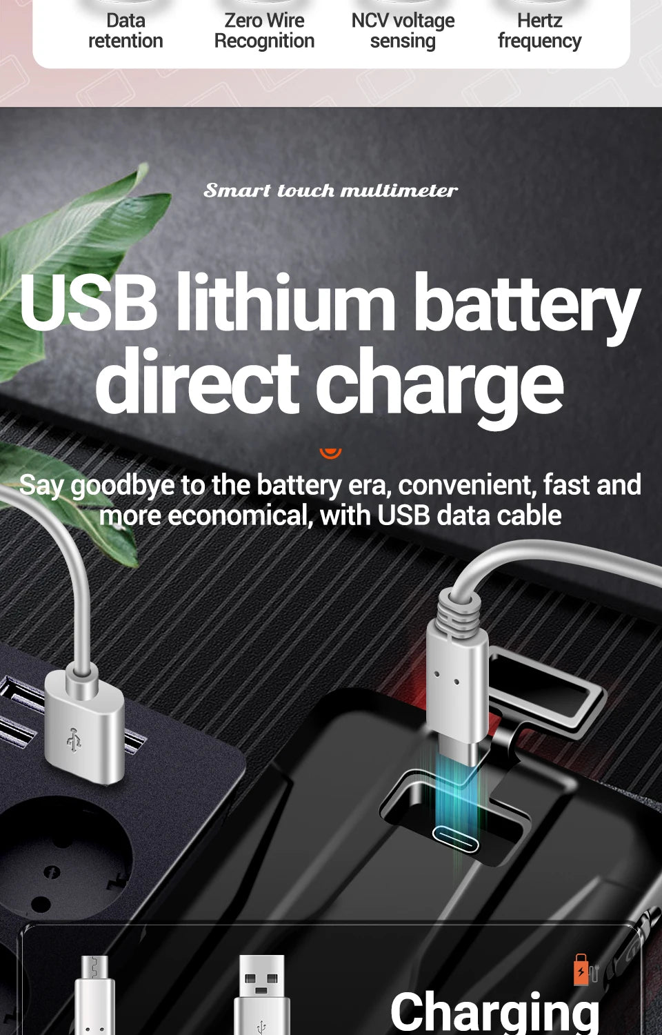 ANENG 683 6000 Conteggi Smart Touch Screen Multimetro Amperometro Ricaricabile AC/DC Tensione Corrente Tester NCV Diodo Elettricista Strumento